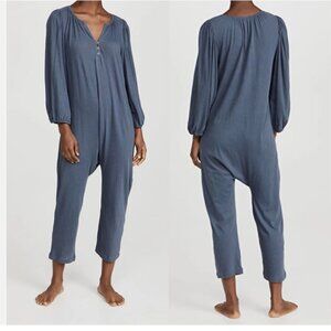 The Great. The Romantic Sleeve Sleep Romper Pajamas in Navy Blue Sz S